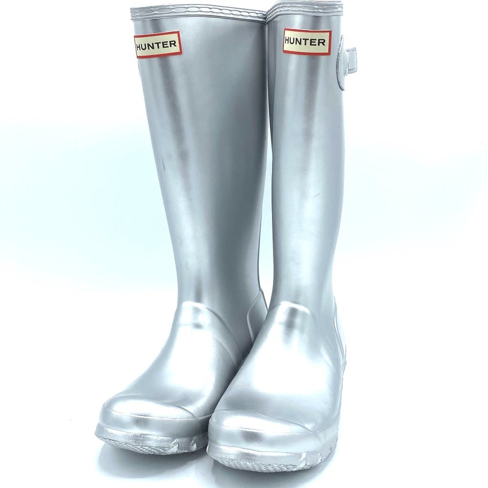 Women's Silver Hunter Rain boots size 6